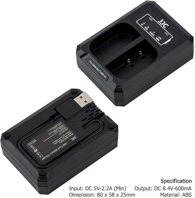 JJC DMW-BLF19 & DMW-BLK22 Battery Charger USB Dual Slot - Image 2