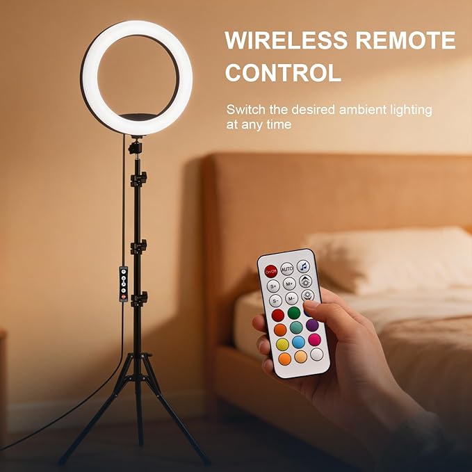 10" Selfie Ring Light with 73" Tripod Stand & 1 Phone Holder, LED Camera - Image 5