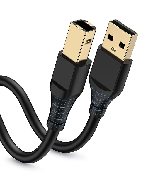 HP Printer Cable 3ft, Square USB A to USB B Cable by Bordsek
