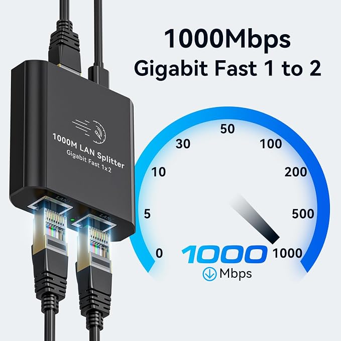 Ethernet Splitter 1 to 2 1000Mbps Internet Cable Splitter 1 in 2 Out High Speed - Image 3