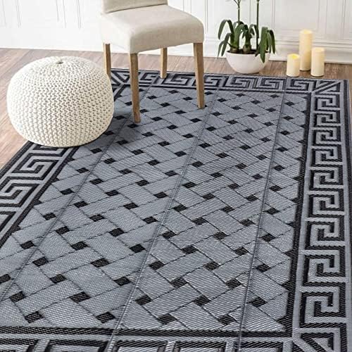 SAND MINE Reversible Mats, Plastic Straw Rug, Modern Area Rug, Large Floor Mat by SANDMIND