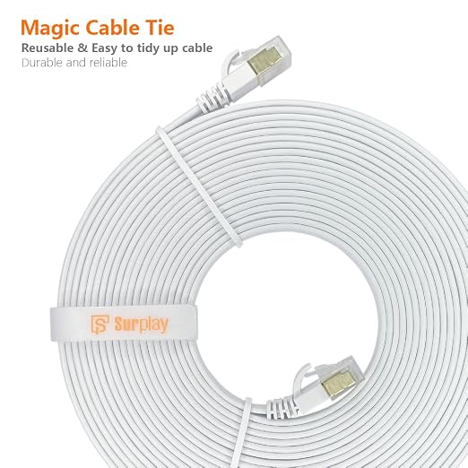 Cat7 10FT Ethernet Cable Flat-White-10Gbps Ultra Slim High Speed Double Shielded - Image 7