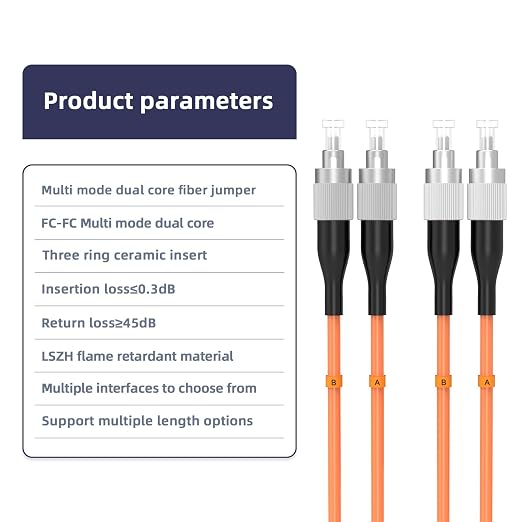 FC/UPC to FC/UPC Fiber Patch Cable, 6M/19.6FT OM1 Multimode Duplex 62.5/125µm - Image 3