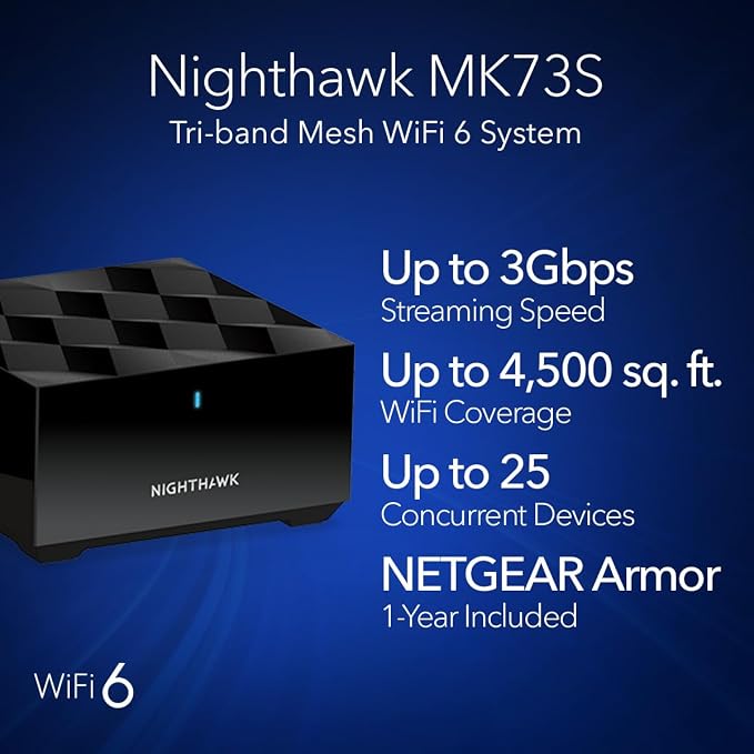 NETGEAR Nighthawk Tri-Band Whole Home Mesh WiFi 6 System – Router + 2 Satellite - Image 2