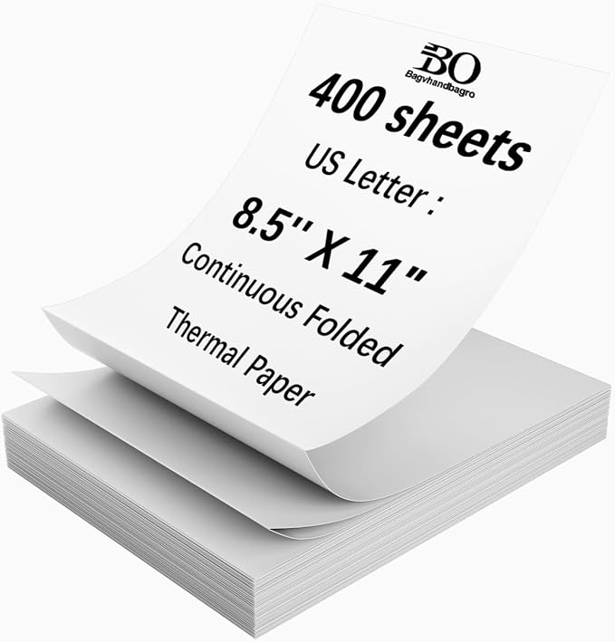 400-Sheet Thermal Printer Paper 8.5 x 11 white Continuous Folded Paper 8.5 x 11 by Bagvhandbagro