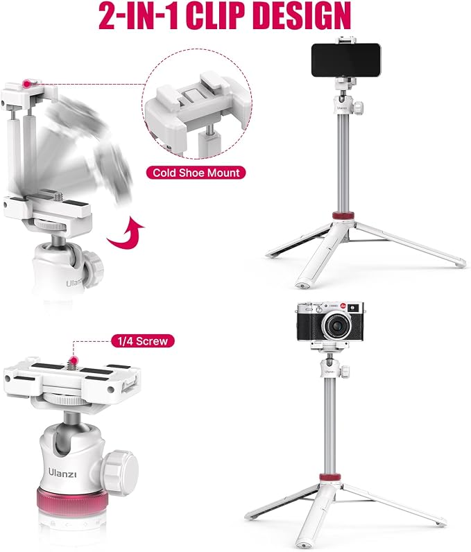 ULANZI MT-44 Extendable Phone Tripod, 360° Ball Head Camera Tripod - Image 2