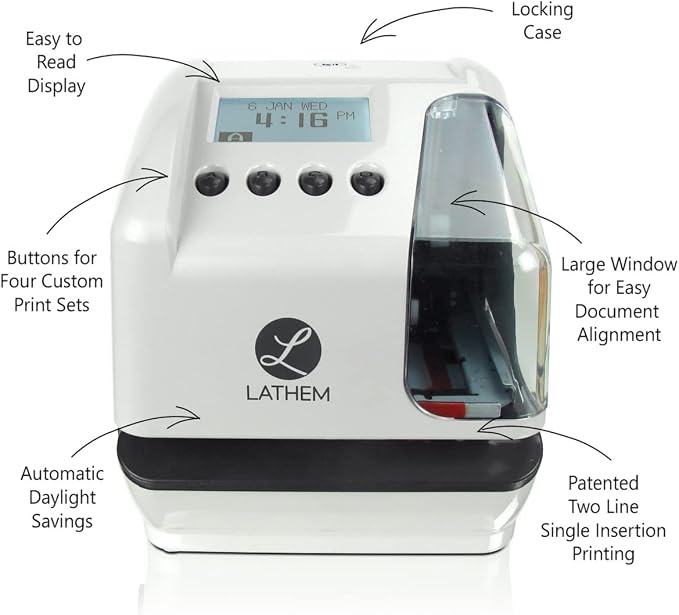 Lathem LT5000 Electronic Multi-Line Date and Numbering Document Stamp Time Clock - Image 2