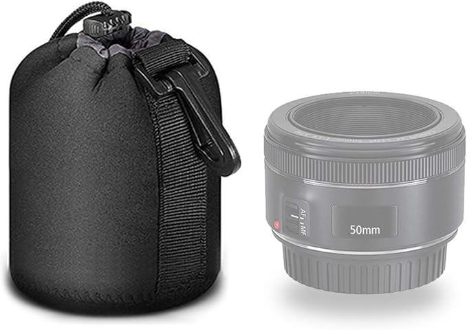 Selens Small Drawstring Lens Pouch Black Neoprene DSLR Camera Lens Bag by Selens