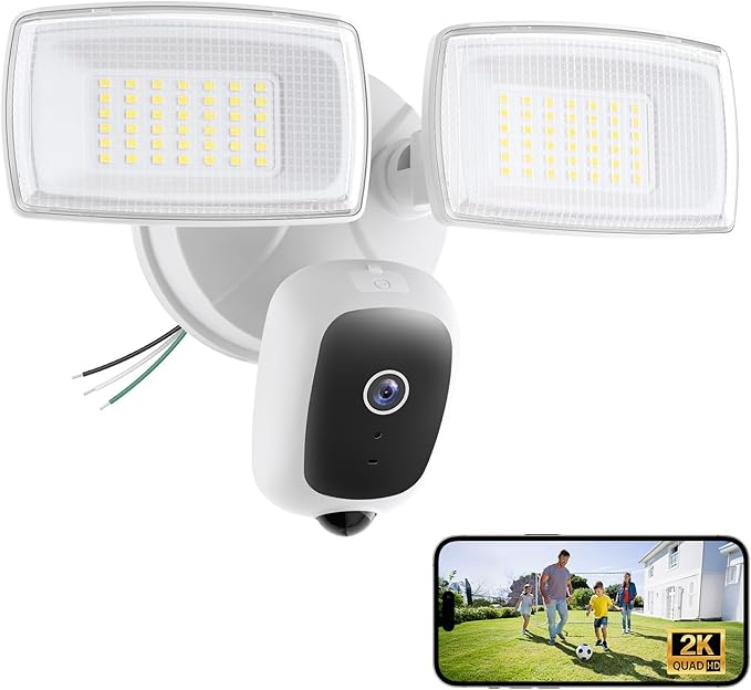 Onforu 2K Hardwired Floodlight Camera, 3500LM Motion Activated Outdoor Security by Onforu