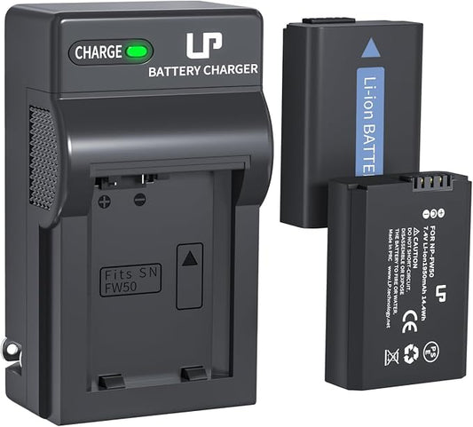 LP NP-FW50 Battery Charger Pack, 1950mAh 2-Pack Battery Compatible by LP