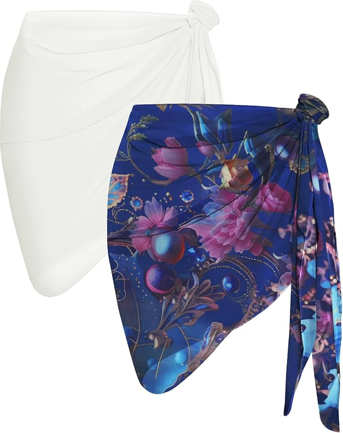 CHICGAL 2 Pieces Women Beach Sarong Bathing Suit Wrap Skirt Sheer Bikini by CHICGAL