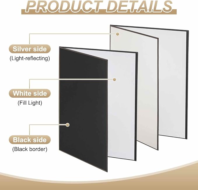 2Pcs 17"x11" Light Reflector 3 in 1 Photography Reflector Cardboards, Foldable - Image 3