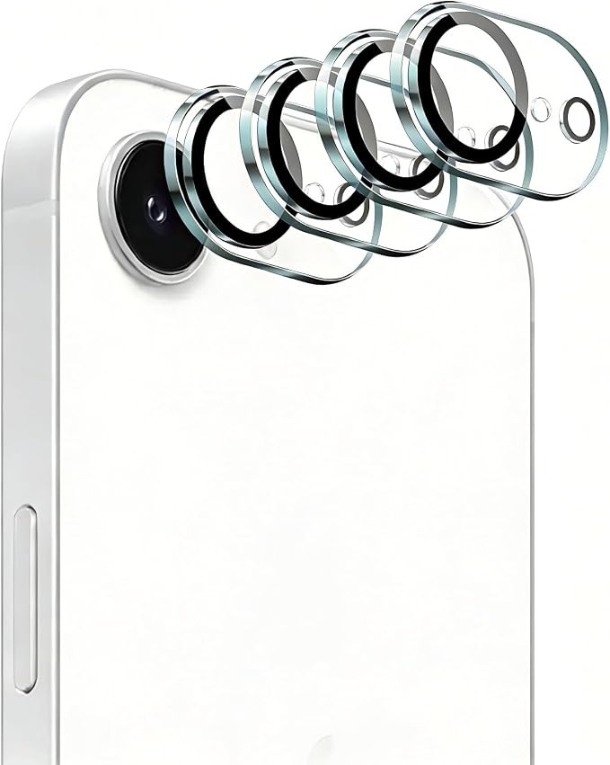 4-Pack Camera Lens Protector for iPhone 17e/16e, 9H Tempered Glass Camera Cover by ScreenProtectorCase