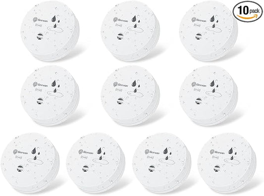 Geevon 10 Pack Water Leak Detectors, 100dB Water Sensor Alarms Flood Detector by GEEVON