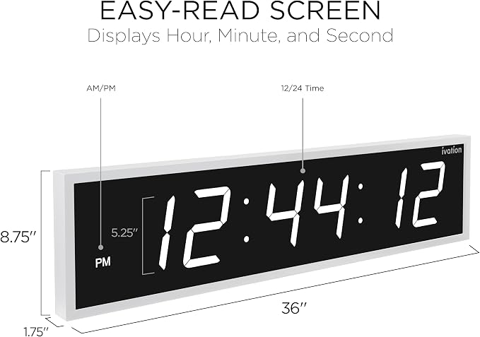 Ivation Oversized Large Digital Wall Clock - Image 2