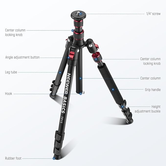 NEEWER Basics TP15 Camera Tripod Monopod, Ball Head Not Included - Image 8