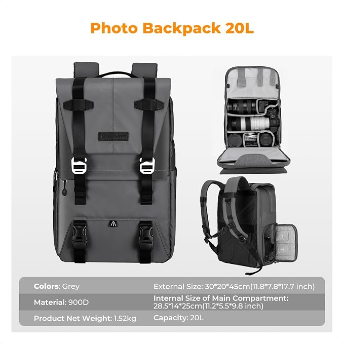 K&F CONCEPT Camera Backpack, Camera Bags - Image 8