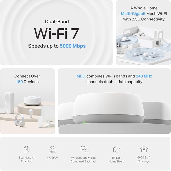 TP-Link Deco 7 BE25 Dual-Band BE5000 WiFi 7 Mesh Wi-Fi System | 4-Stream 5 Gbps - Image 3