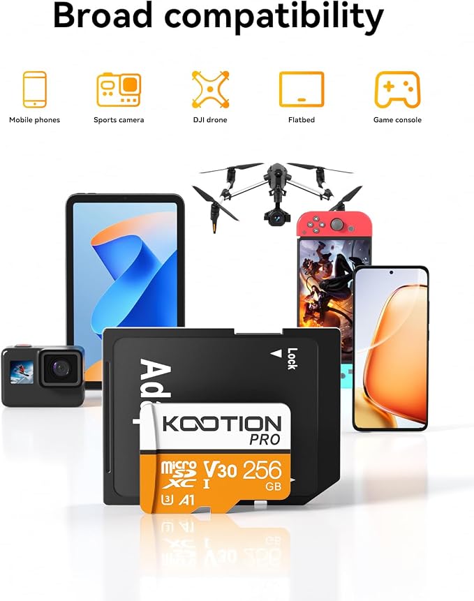 KOOTION 256GB Micro SD Card 3Pack, TF Card Micro SDXC Memory Card V30 A1 App - Image 5