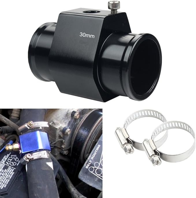 Dewhel Aluminum Black Water Temp Meter Temperature Gauge Joint Pipe Radiator by DEWHEL