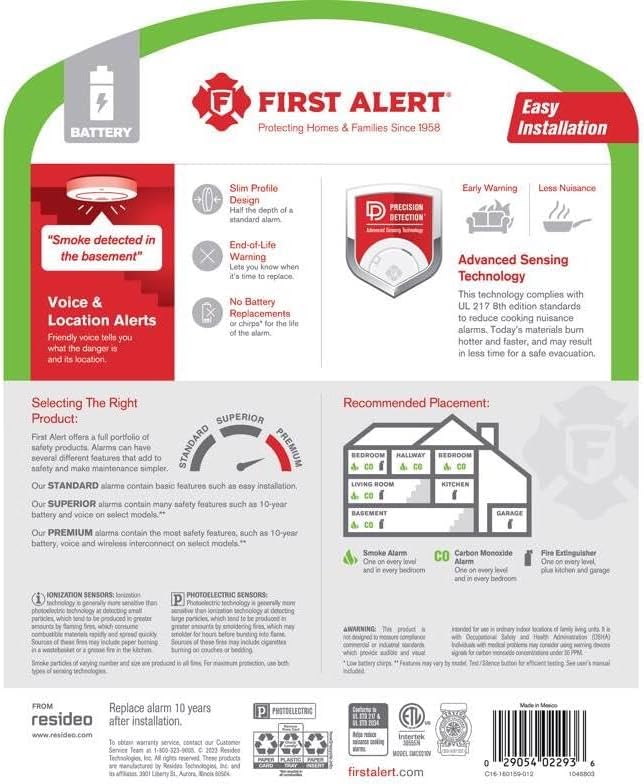 First Alert 10 Year Battery-Powered Photoelectric Smoke and Carbon Monoxide - Image 4