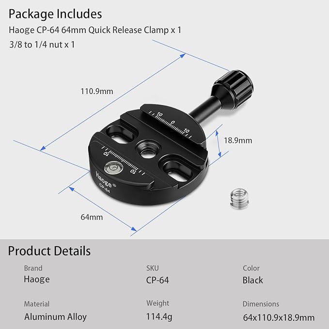 Haoge 64mm Screw Knob Clamp Adapter Mount - Image 9