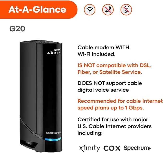Arris - Cable Modem Router Combo - Fast DOCSIS 3.1 Multi-Gigabit WiFi 6 - Image 2