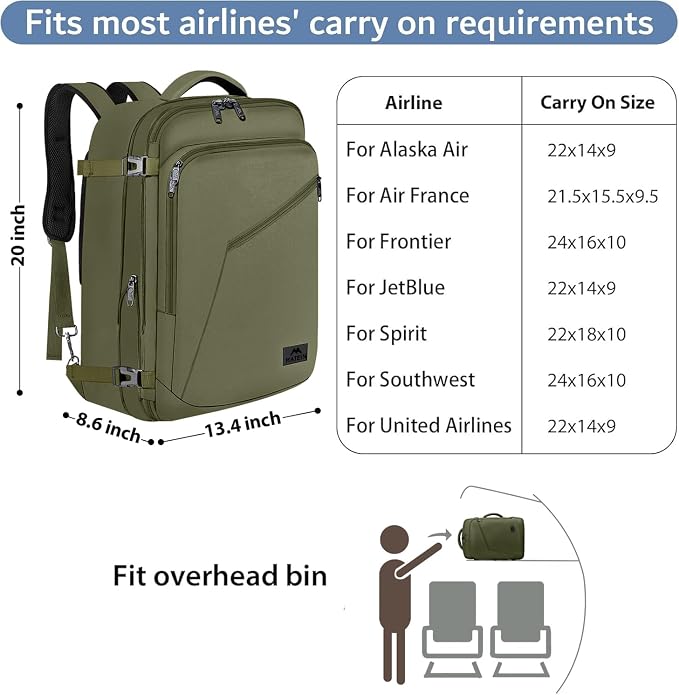 MATEIN Mens Backpack for Travel, Extra Large Expandable Carry on Backpack - Image 3