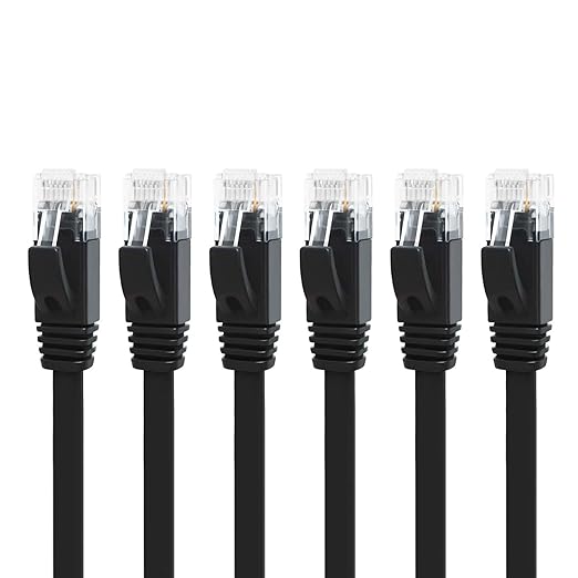 Yauhody CAT 6 Ethernet Cable 1.5ft 6-Pack Black, High Speed Solid Flat CAT6 by Yauhody