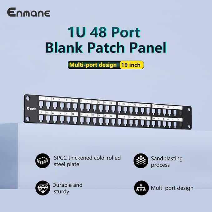 48Port Blank Keystone Patch Panel Rackmount&Wall Mount 1U 19-inch Network Patch - Image 2