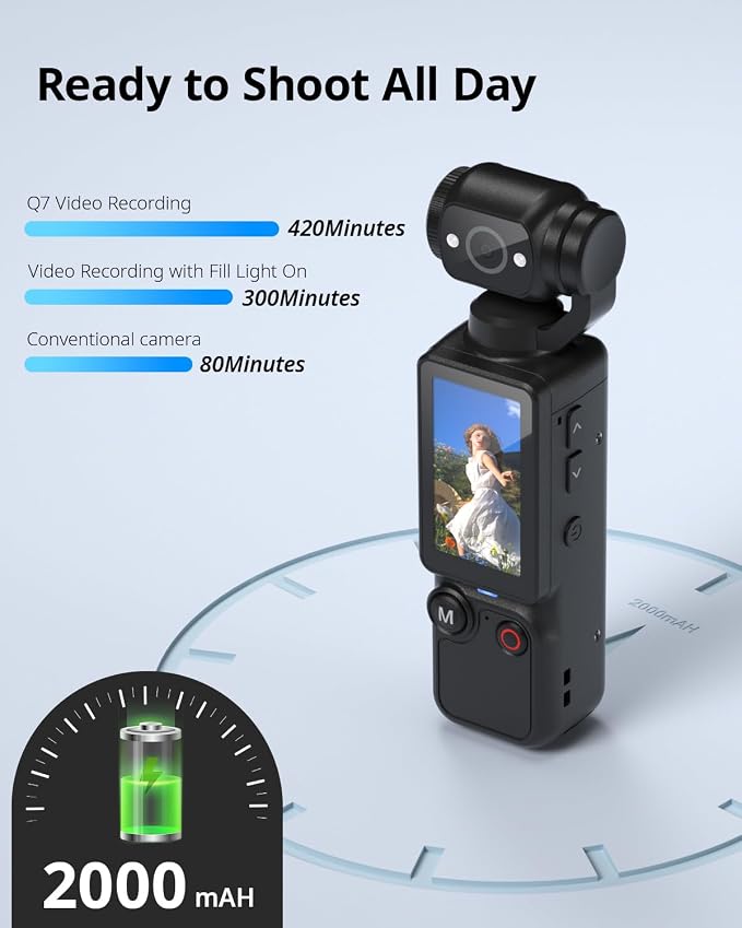 Vlogging Camera with 180° Rotating Lens, Pocket Camera with Audio & Video - Image 5