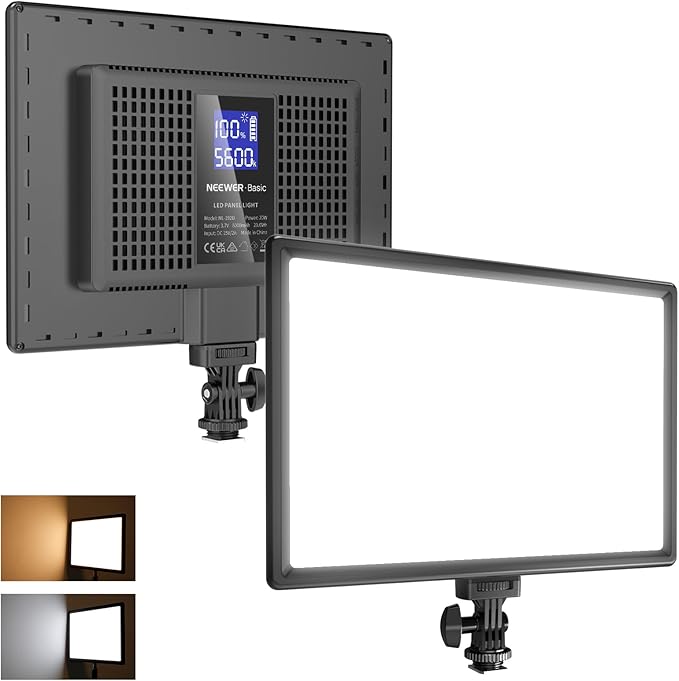 NEEWER Basics 13" LED Video Light Panel, 20W Ultra Thin Bi Color Dimmable DSLR by Neewer
