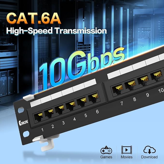12 Port Patch Panel CAT6A Patch Panel Wall Mount or Rack Mount 10inch Bracket - Image 2