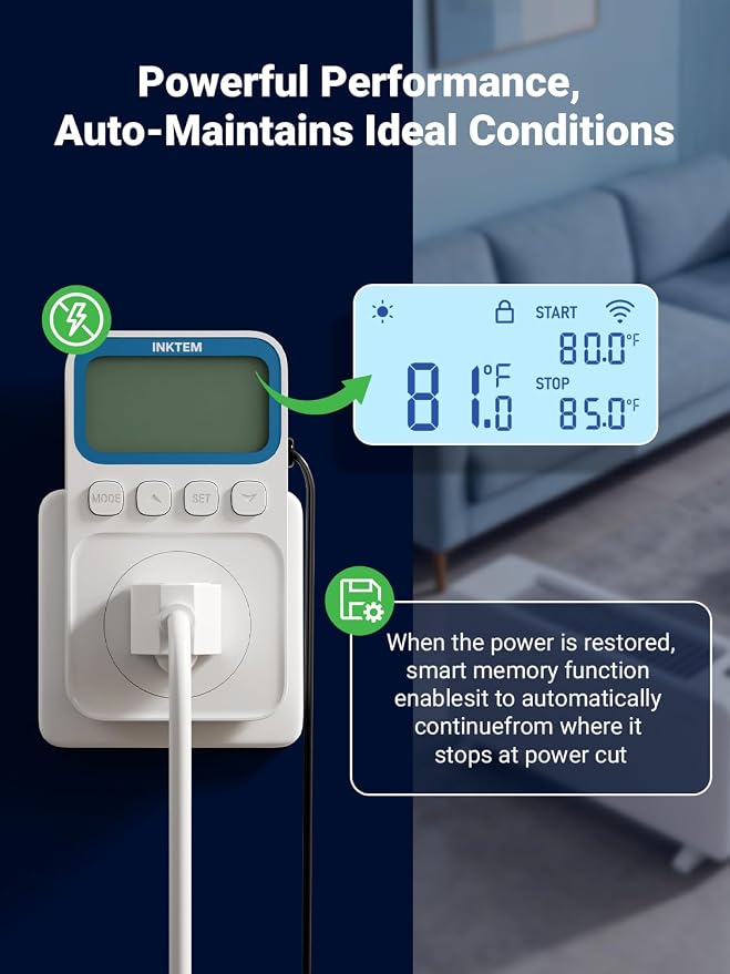 WiFi Plug in Thermostat Outlet, Temperature Controlled Outlet - Image 6