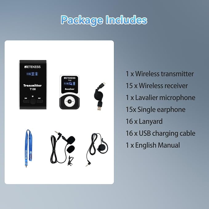 Retekess T130 Wireless Tour Guide System, Church Translation System, Tour Guide - Image 7