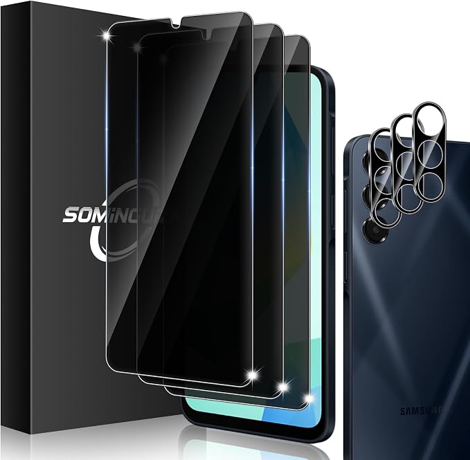 3+3 Pack for Samsung Galaxy A16 5G Privacy Screen Protector & Phone Camera Lens by SOMINGUIZN
