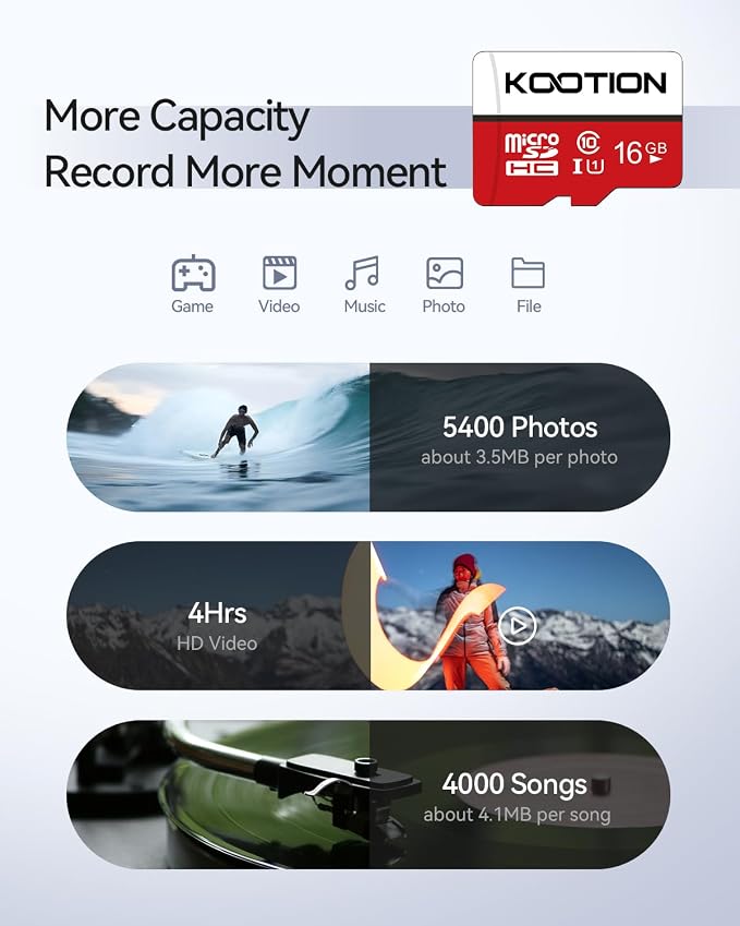 KOOTION 16 GB Micro SD Cards 5-Pack, Class 10 MicroSDHC Flash Memory Card - Image 4