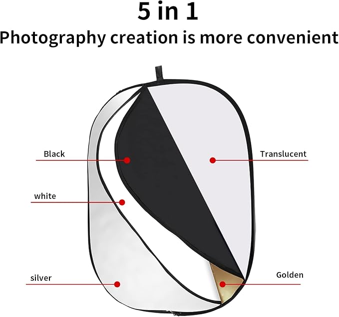 Godox 35"x47"/90x120cm Collapsible Photography Light Reflector, 5-in-1 Oval - Image 3