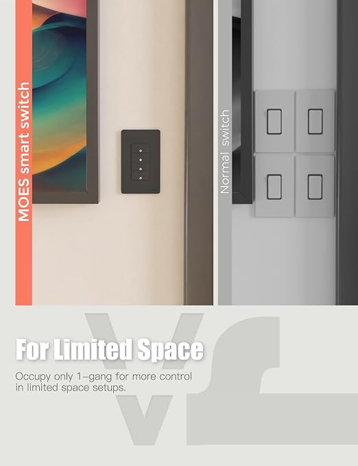 MOES Smart Double Light Switches, 2nd Generation Wi-Fi 2 Gang Single Pole Switch - Image 4