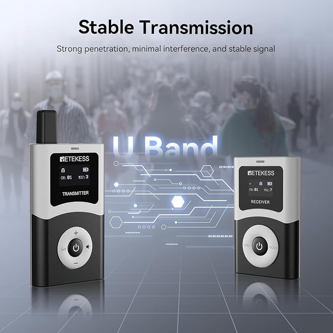 Retekess T130U Tour Guide System Set, U-Band Travel Guide System, 32-Slot - Image 3