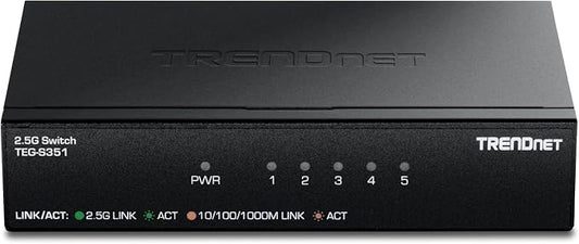 TRENDnet 5-Port 2.5Gb Switch, 5 x 2.5G RJ45 Ports, 25Gbps Switching Capacity by TRENDnet