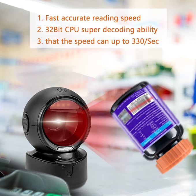 NetumScan Automatic Omnidirectional Desktop Barcode Scanner, Hands-Free USB - Image 5