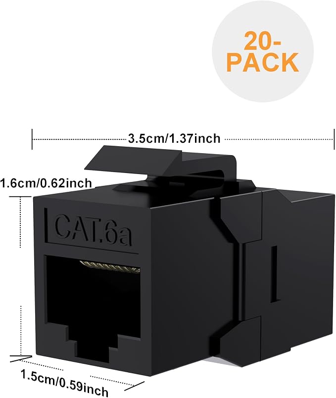 20 Pack CAT6A RJ45 Keystone Couplers, Ethernet Keystone Jack Female to Female - Image 2