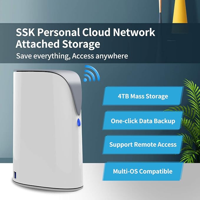 SSK 4TB Personal Cloud Network Attached Storage Support Wireless Remote Access - Image 2