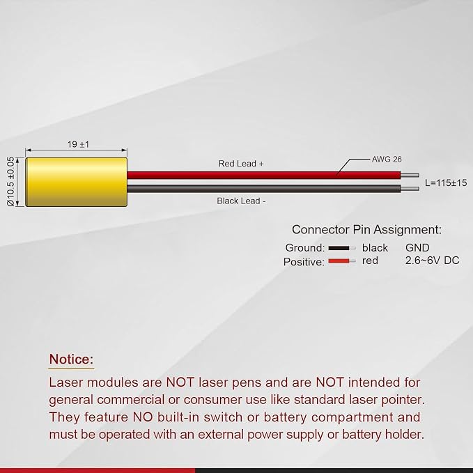 Red Dot Laser Module, Class 3R, Less Than 5mW, - Image 2
