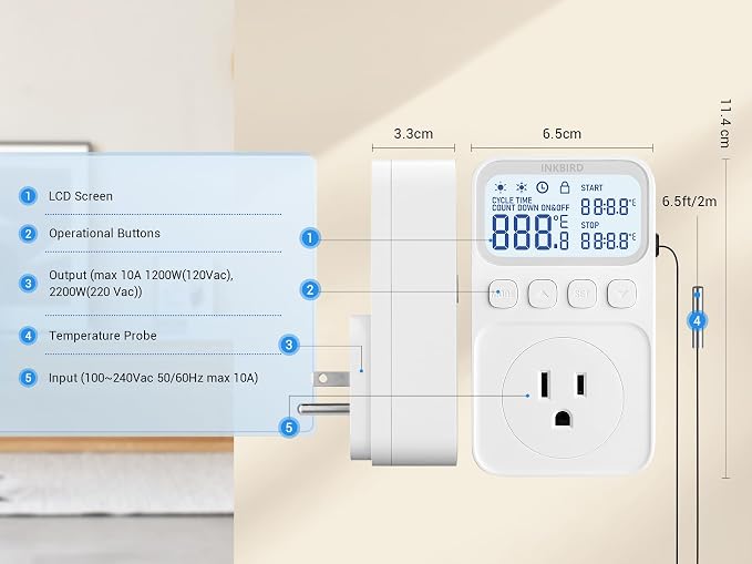 INKBIRD Digital Thermostat Outlet Temperature Controller Outlet Socket - Image 9
