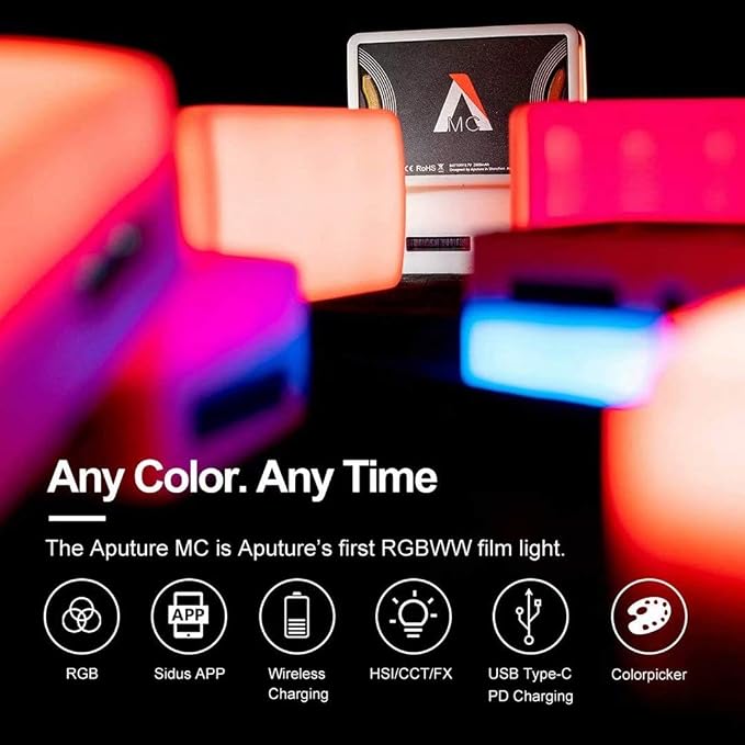 Aputure Amaran MC RGBWW Mini On Camera Video Light, 3200K-6500K, CRI/TLCI 96+ - Image 8