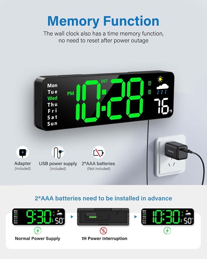 Digital Wall Clock, Digital Clock Large Display - Image 5
