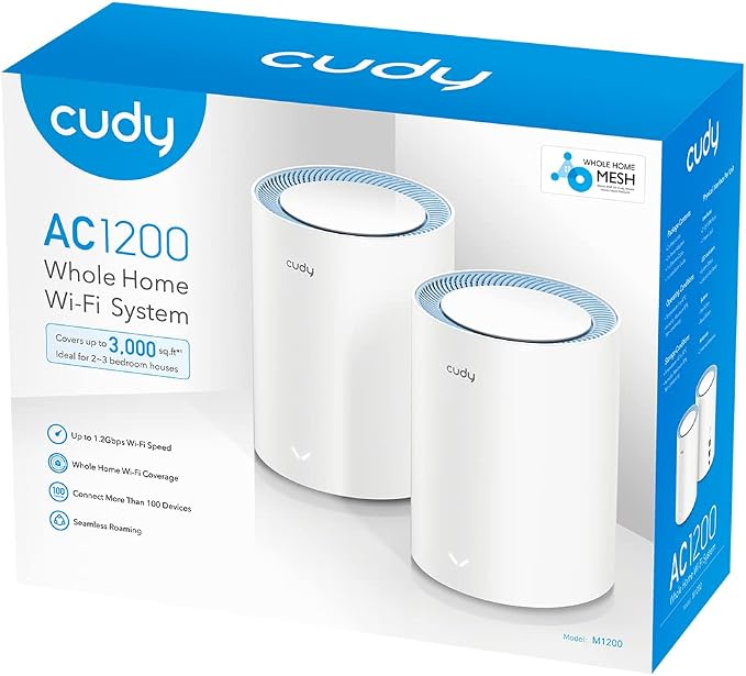Cudy M1200 2-Pack AC1200 Whole Home Mesh WiFi System, AC1200 Dual Band WiFi - Image 2