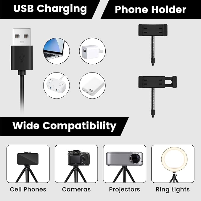 Selfie Ring Light 12" with Tripod Stand and Phone Holder, LED Ring Light - Image 4